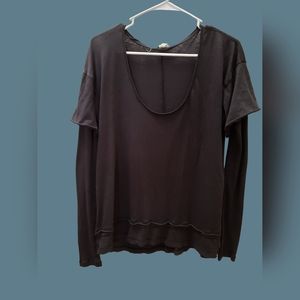 We The Free by Free People LS Scoopneck Top Black 1X